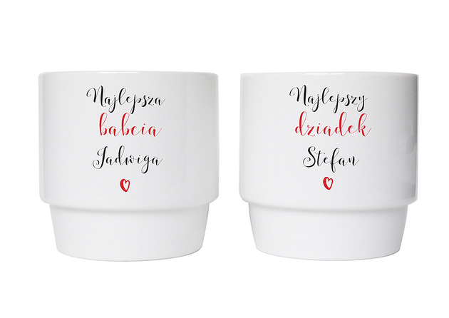 kubki Zestaw kubków dla Babci i Dziadka z imieniem, porcelanowe