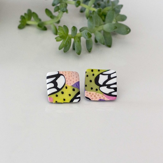 piękne kolorowe kolczyki handmade Hellaclay