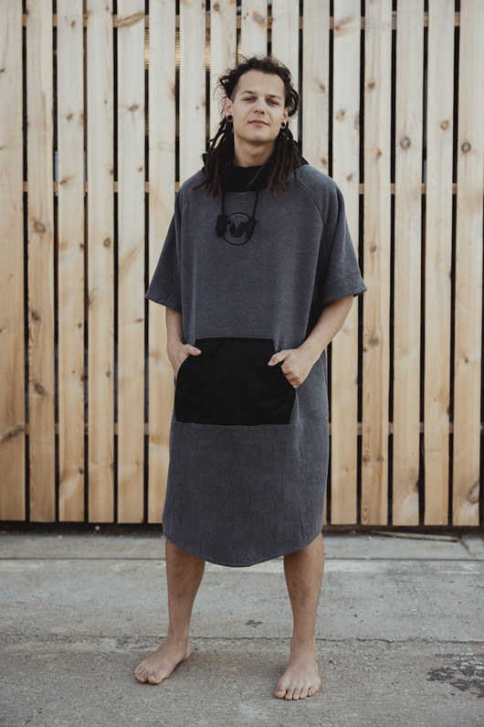 moda - inne Surf poncho plażowe ANTRACYT black, ręcznik kąpielowy