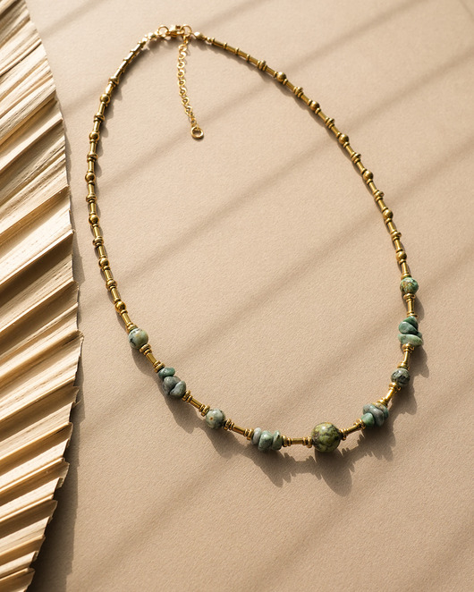 korale Naszyjnik boho z turkusem afrykańskim