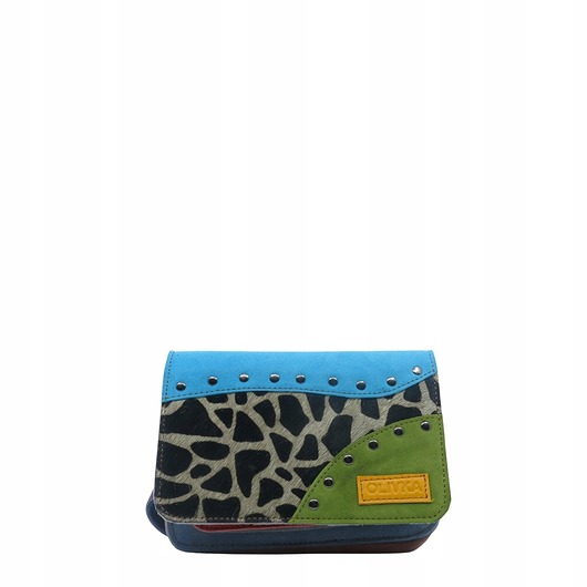 saszetka nerka Nerka zamszowa, wygodna unikalna, damska ze skrawków, zero waste, OLIVKA