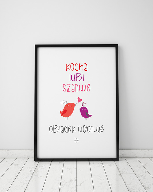 plakaty Plakat z ptaszkami. Kocha, lubi, szanuje...