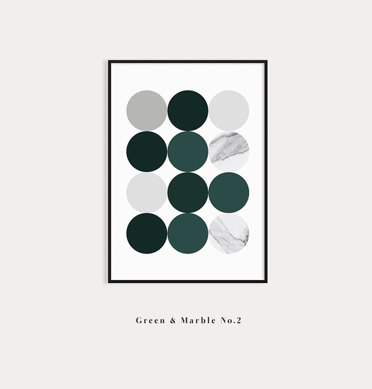 plakaty Marble 2 - nowoczesny plakat na ścianę z zielenią i marmurem