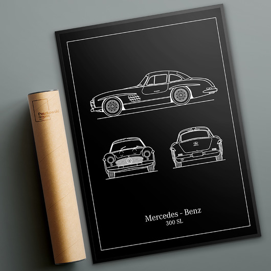 plakaty Plakat Legendy Motoryzacji - Mercedes 300 SL