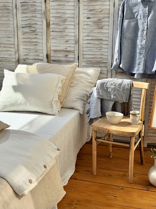 pościel Komplet poszewek z  lnu 100% wanilia