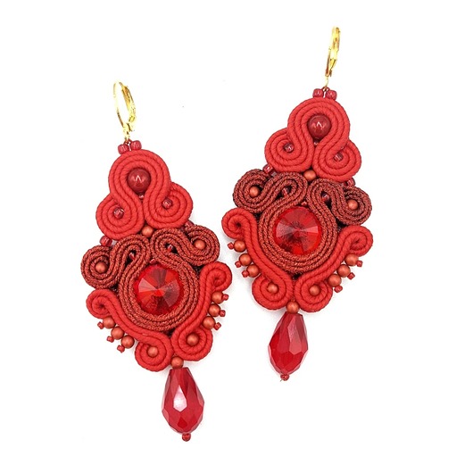 kolczyki soutache Iva czerwone wieczorowe kolczyki sutasz