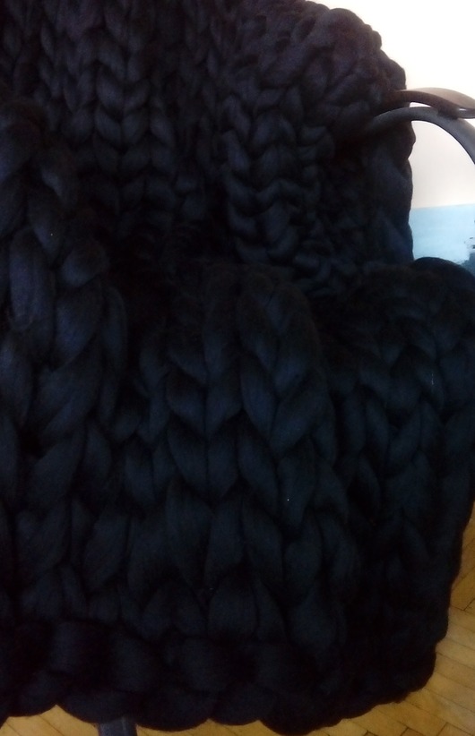 koce i narzuty Duży koc z merynosów, czarny