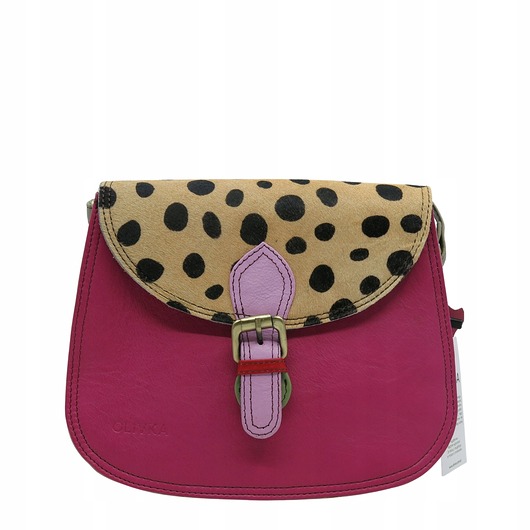 torby na ramię Torebka damska listonoszka skórzana klapka w zwierzęcy wzór eko OLIVKA