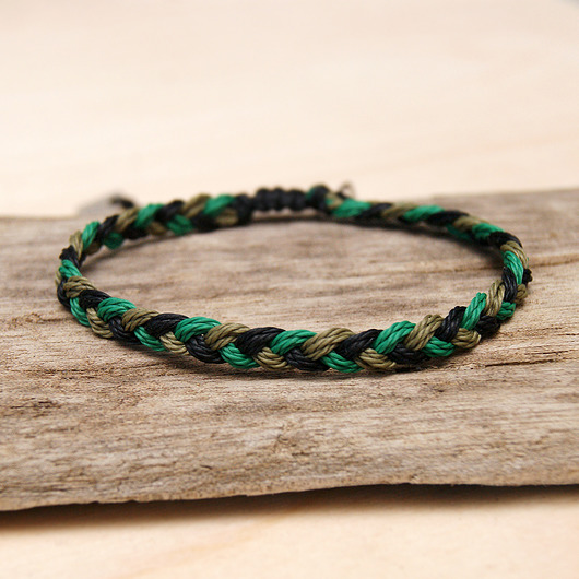 biżuteria męska Bransoletka męska - pleciony warkoczyk BIG BRAID 7mm - czarno zielono militarny