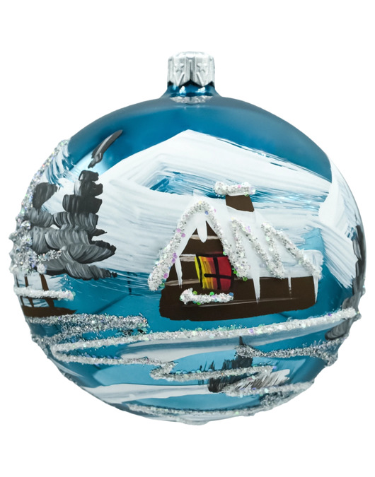 bombki Bombka okrągła Zimowa Wioska: niebieska