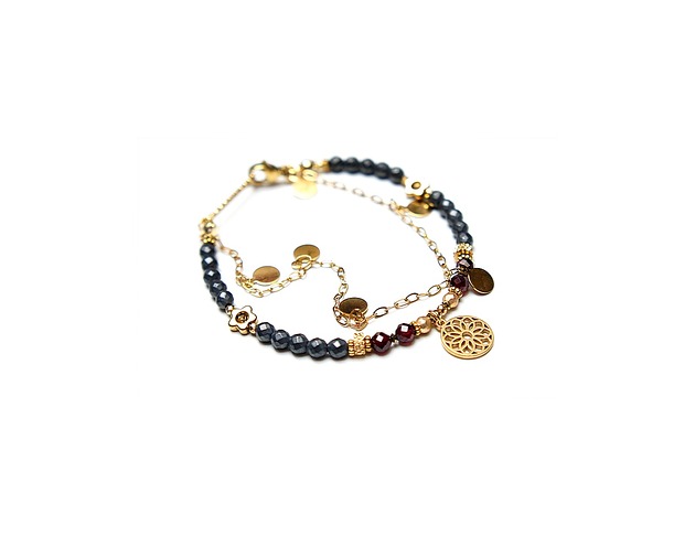 bransoletki z kamieni naturalnych Hematyt i granaty /12.03.25/ - bransoletia /Szlachetna kolekcja/