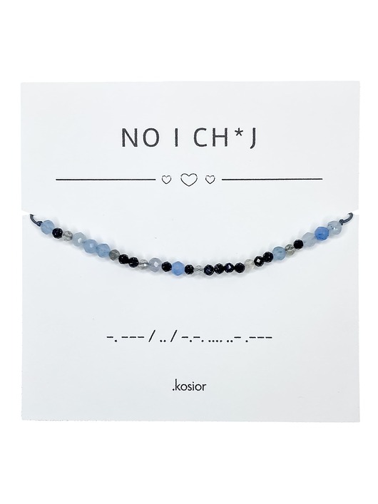 bransoletki na sznurku Bransoletka z alfabetem Morse Noc Kairu, Labradoryt, Akwamaryn