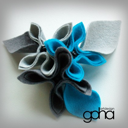 szarości z turkusem - zamówienie FlowerFelt Design