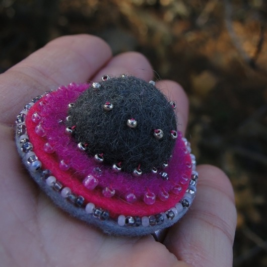 ring fuchsia agat handmade