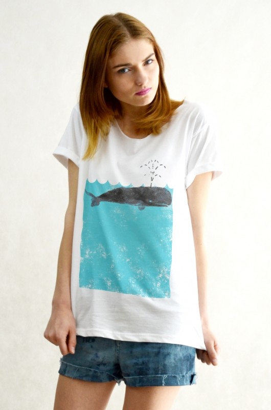 WHALE - Koszulka Oversize szeroki dekolt T-shirt GAU great as You