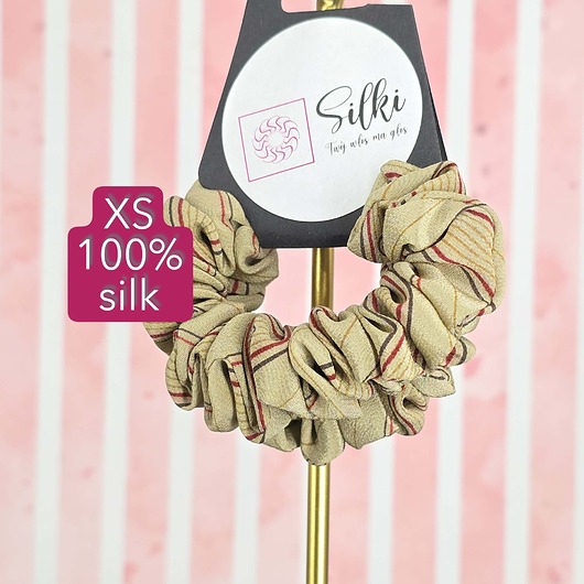 gumki do włosów XS mini mała gumka dla dzieci do włosów jedwab naturalny scrunchie beżowa