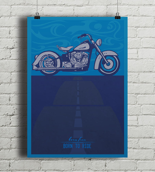 Vintage Harley - plakat vintage minimalmill