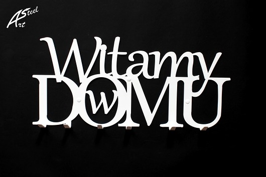 Wieszak na ubrania Witamy w domu Biały Dekoracja ArtSteel