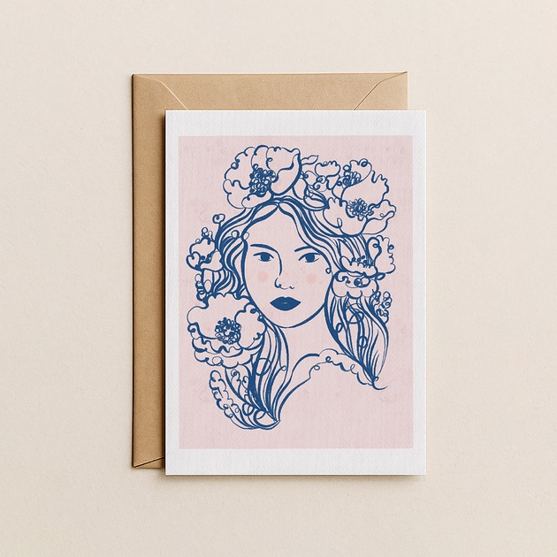 kartki okolicznościowe - wydruki Kartka z Kobietą w kwiatach