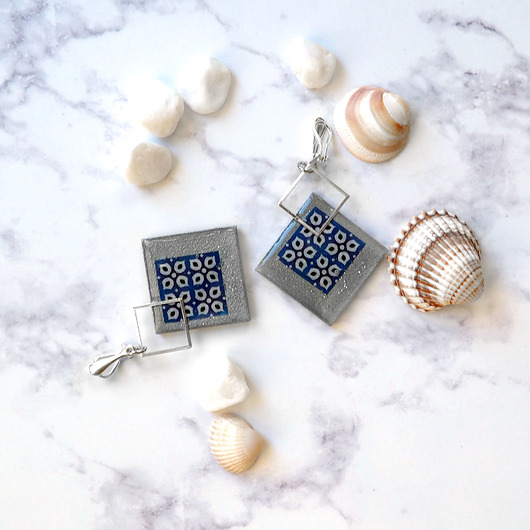 klipsy ANTICUA - KLIPSY geometryczne ze srebrem