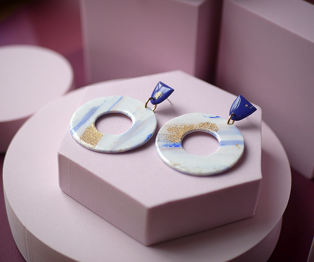 kolczyki z masy plastycznej Duże kolczyki z glinek lekkie