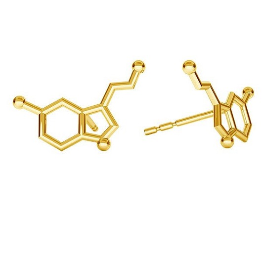 kolczyki pozłacane Kolczyki SEROTONINA- srebro złocone 24K