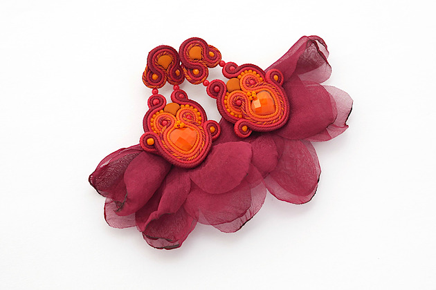 kolczyki soutache Gorąca czerwień
