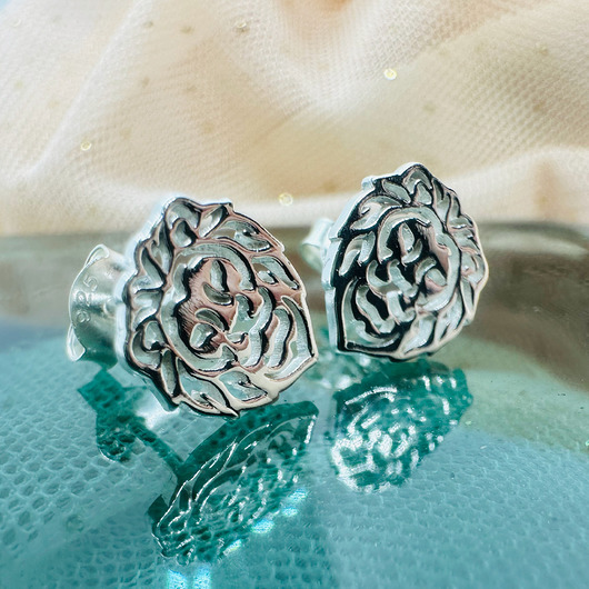 kolczyki srebrne Srebrne kolczyki lwy origami,  głowa lwa sztyfty