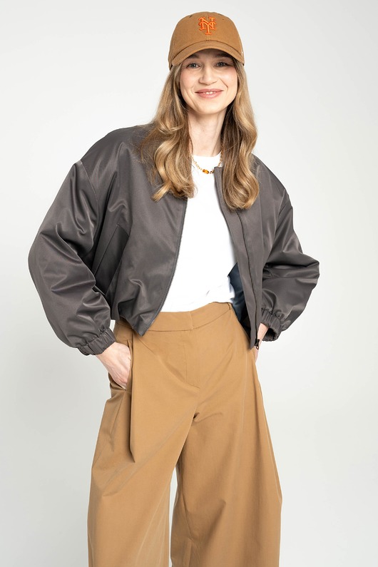 kurtki damskie Bomberka kurtka stalowa