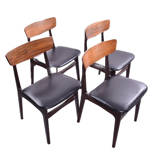 krzesła Zestaw 4 krzeseł duńskich Schoning  Elgaard palisander lata 60 78x46x46