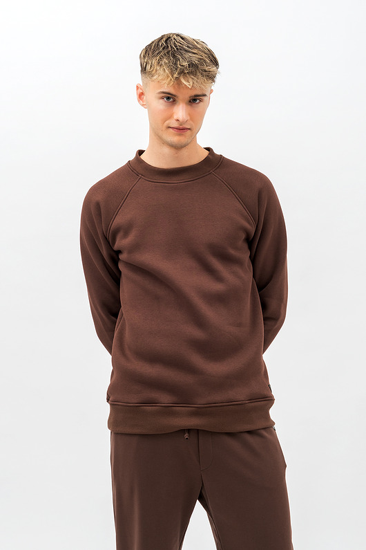 bluzy męskie Bluza raglan  basic ciepła ,,VOLKAN" czekolada