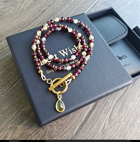 chokery Klasyczny granat cytryn