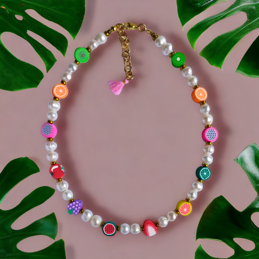 chokery Perły z owocami : choker : naszyjnik wakacyjny