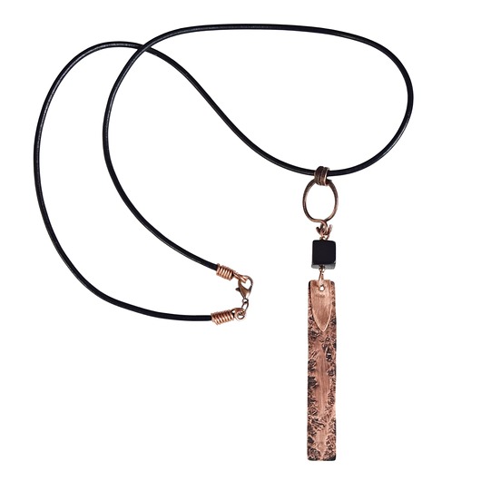 naszyjniki - inne Naszyjnik - wisior z oksydowanej miedzi i rzemienia /5/ handmade rękodzieło