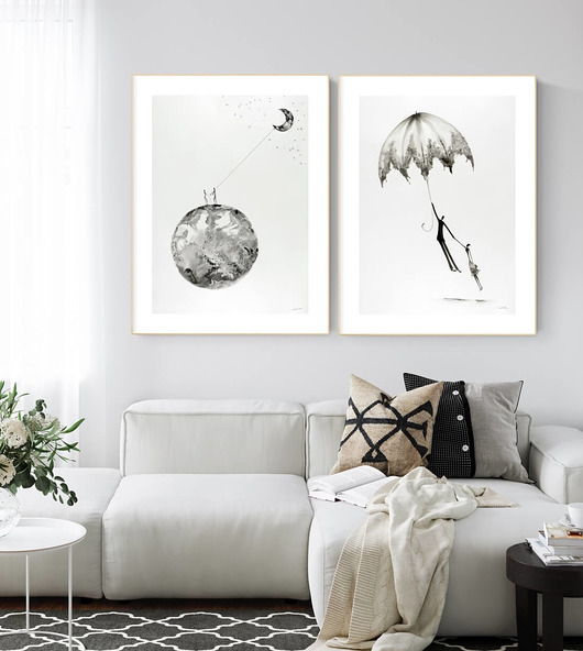 obrazy Zestaw 2 obrazów  malowanych ręcznie 50 x 70 cm zam