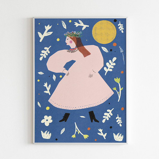 plakaty Plakat Folk wersja niebieska