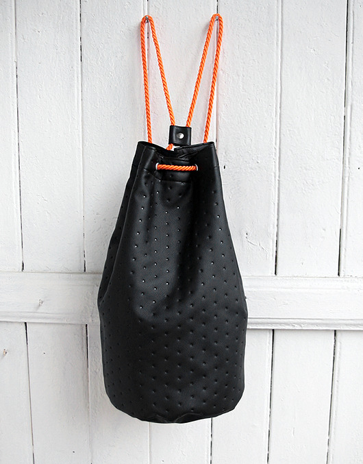 worek plecak pik - black&orange&dots- elfagado