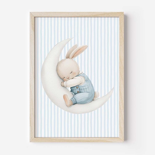 obrazy i plakaty do pokoju dziecięcego Plakat Na Ścianę Dla Chłopca Niebieskie króliczki nr. 1