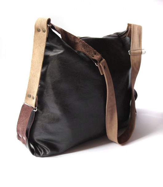 torba - black&brown leather maxi- elfagado