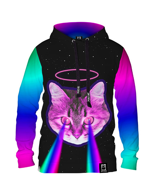 bluza z kapturem damska Damska Bluza z kapturem DR.CROW Rainbow Cat