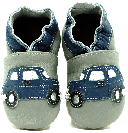 buty dziecięce Granatowy maluch na szarym ekoTuptusie kapcie dziecięce FASTER