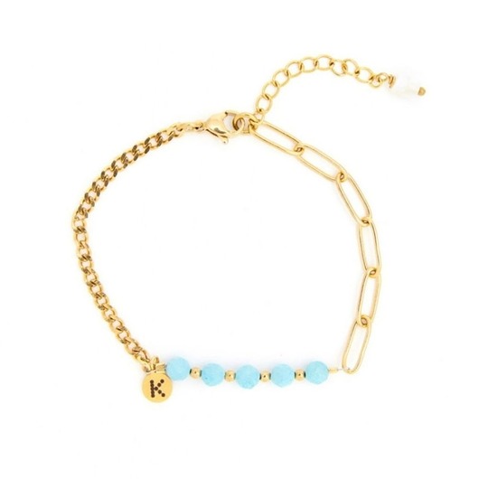 bransoletki z kamieni naturalnych Bestseller! Bransoletka z Amazonitem Pozłacana stal szlachetna