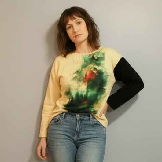 bluza bez kaptura damska Nietypowa bluza oversize bawełniana Góry