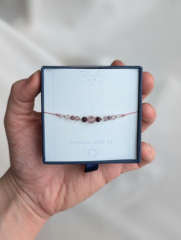 bransoletki z kamieni naturalnych Kwarc truskawkowy i turmalin - różowa bransoletka