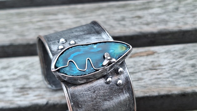 bransoletki wire wrapping Historia jednego kwiatka  - bransoletka regulowana