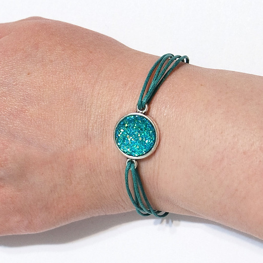 bransoletki z żywicy Bransoletka - Druzy turkus - turkusowa