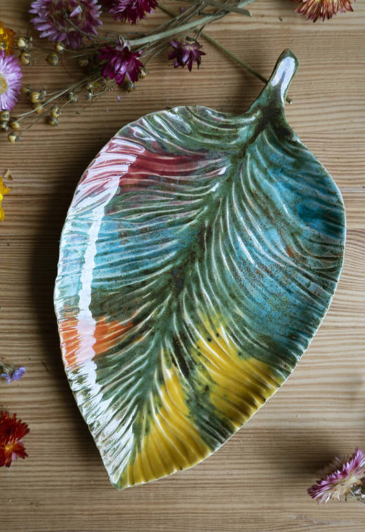 talerze, miski Patera liść duży