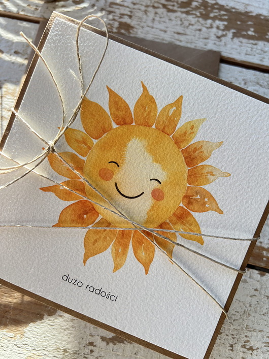kartki scrapbooking Kartka ręcznie robiona słońce - dużo radości