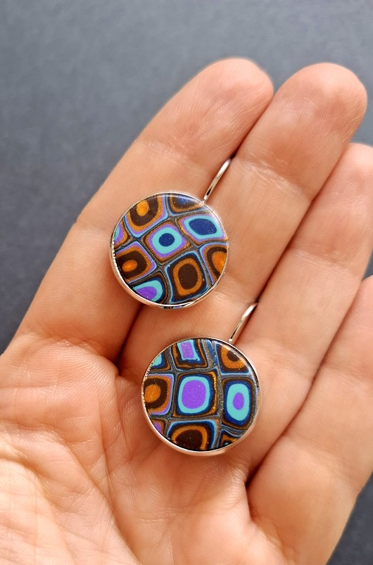 kolczyki z masy plastycznej Kolczyki letnie mozaiki no17