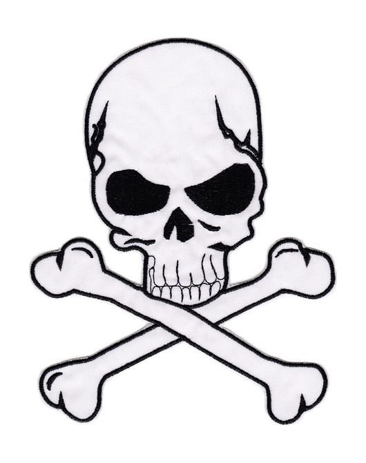 naszywki na ubrania Naszywka naprasowanka CZASZKA BIAŁA termo haft 20x15,5cm duża